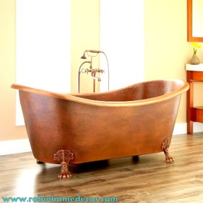 Vintage Unique Custom made Italian Designed solid surface antique copper bathtub