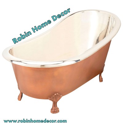 Antique Copper Patina Luxury Copper Bathtub Polished 16 Gauge hammered exterior, antique bathtub