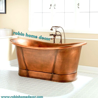 Luxury Design Classic Roll Top Copper/nickel boat bath Copper Bathtub Polished 16 Gauge hammered exterior, antique bathtub